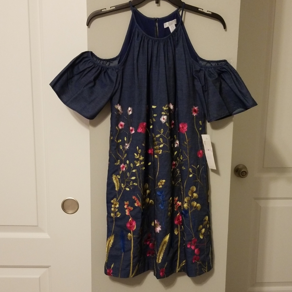 London Times Cold Shoulder Tencel Dress 6P v487
